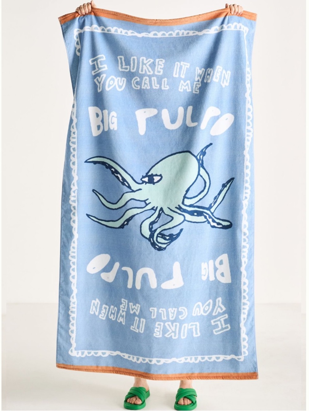 SUPERSIZED Blue Octopus Beach Towel “I like it when you call me big pulpo”